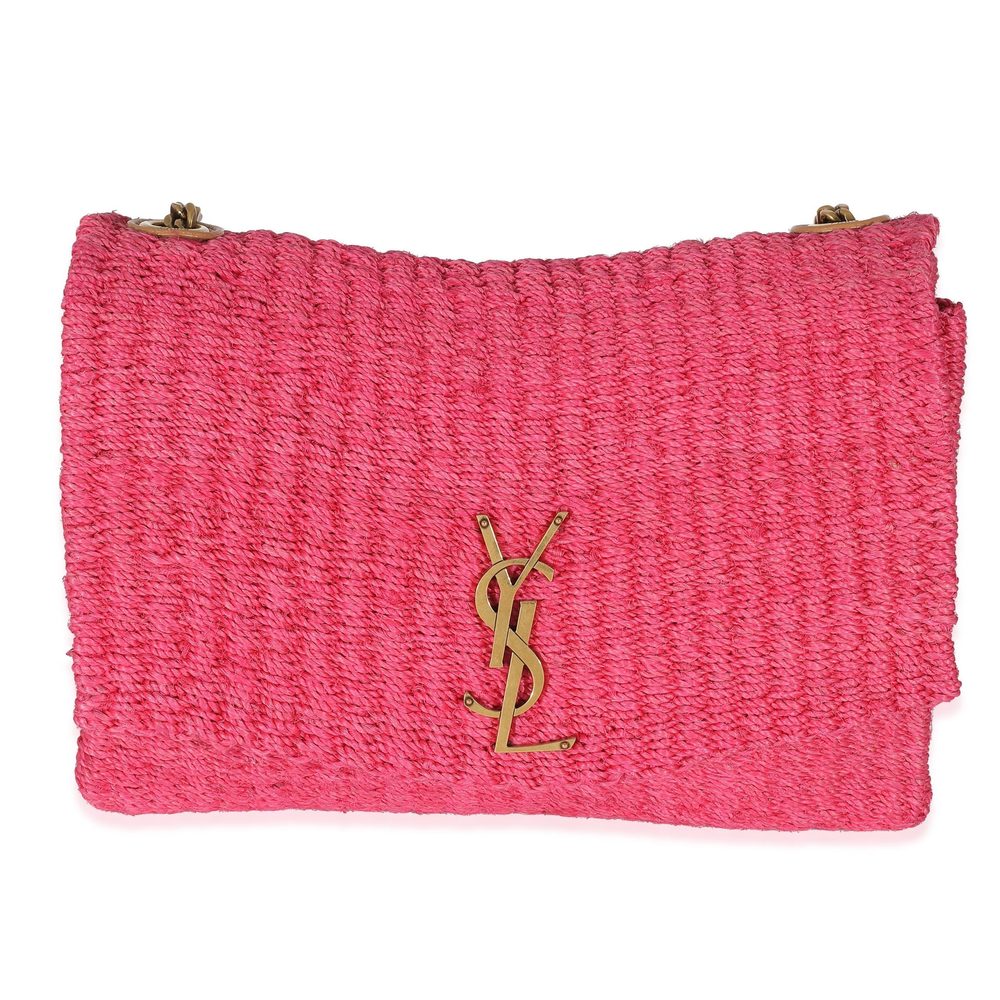 Saint Laurent Pink Woven Sisal Medium Kate Bag